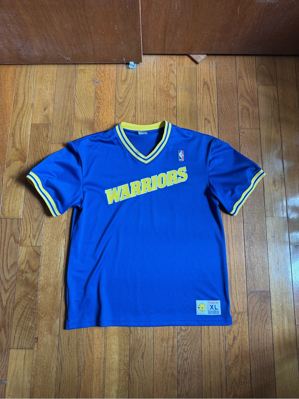 Mitchell & Ness Golden State Warriors Warm Up Shirt Jersey XL Royal Blue Gold